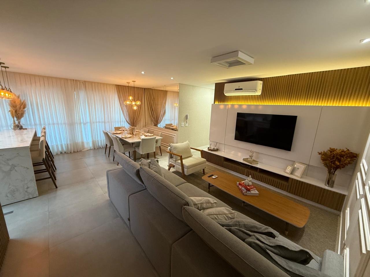 Living integrado e mobiliado do Brava Garden Residence