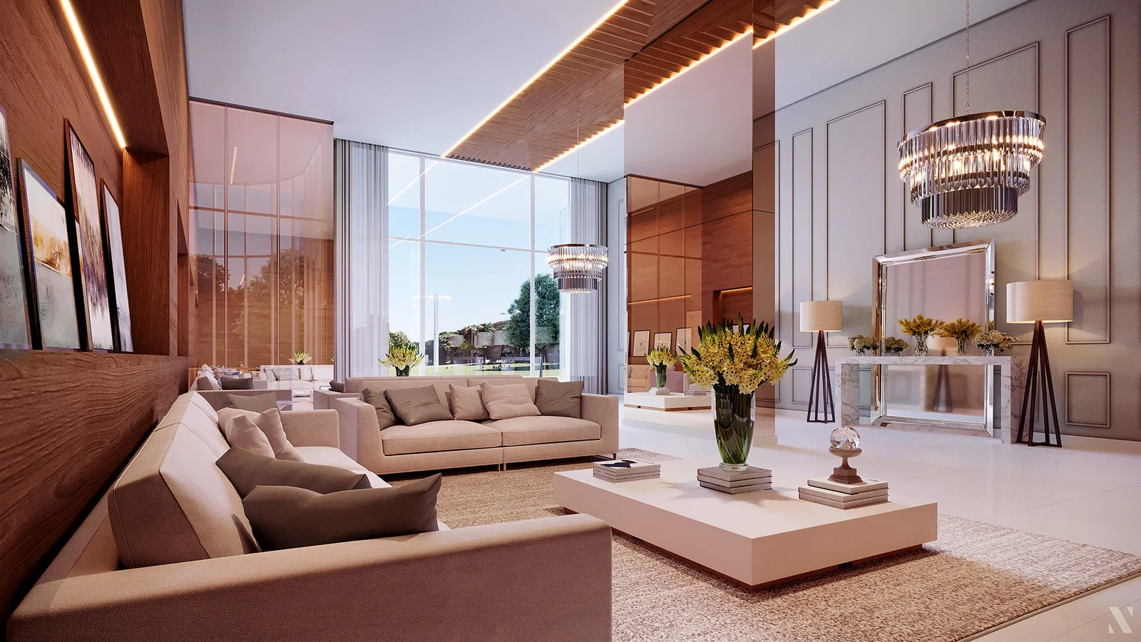 Lounge mobiliado do Horizon Residence